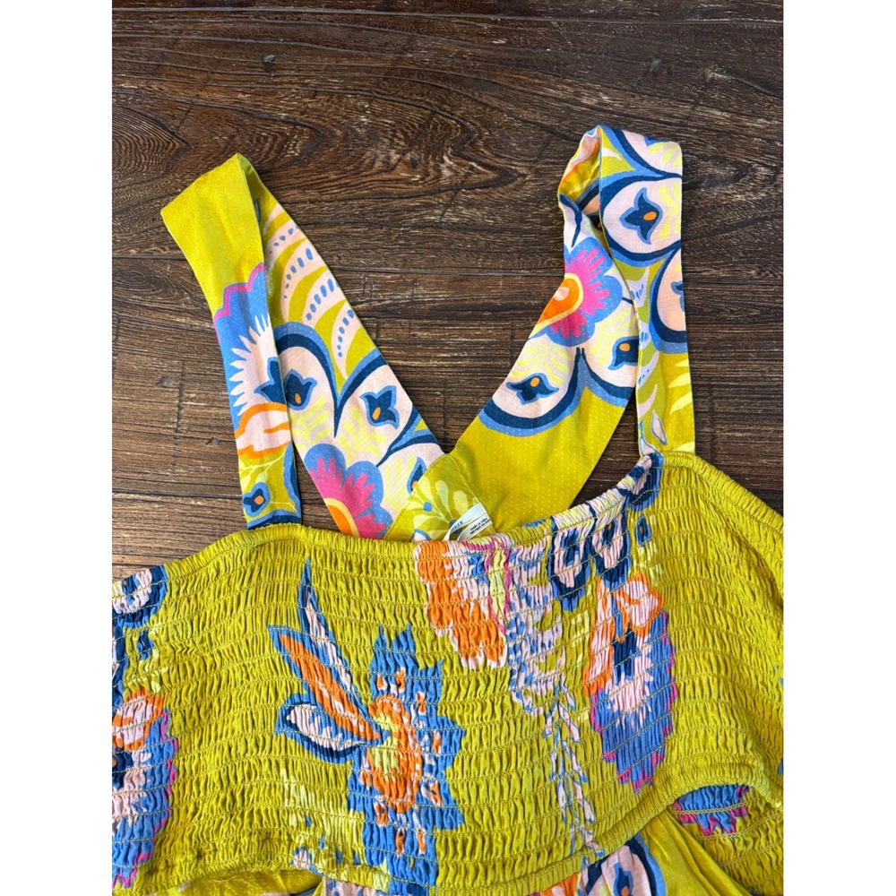 Anthropologie Piper Bandeau Mini Dress Women XL Mustard Floral Cutout - Picture 6 of 8